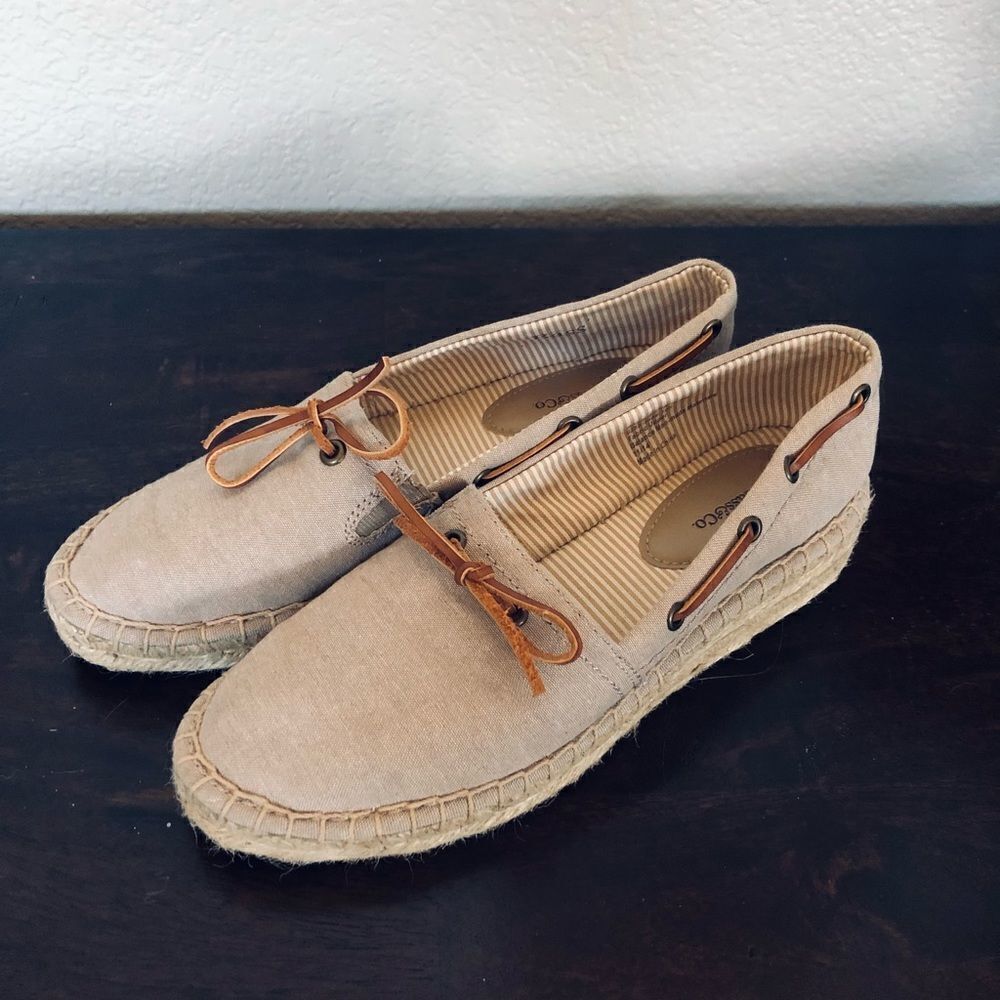 GH Bass & Co Canvas Braided Wedge Espadrilles Shoes 6.5